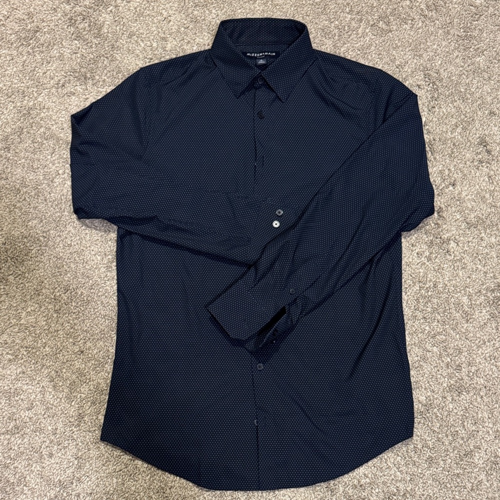 Mizzen+Main Navy Leeward Dot Dress Shirt